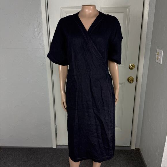 Linen tales Closet Women's Linen Dress Wrap One Size Vine Gray K3-23 - Picture 1 of 8